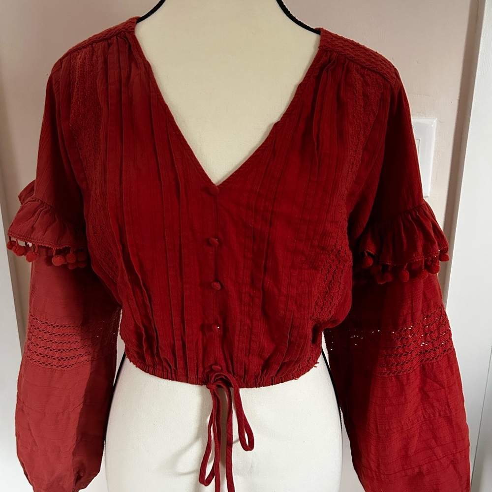 Women's Rust Colored Peasant Blouse